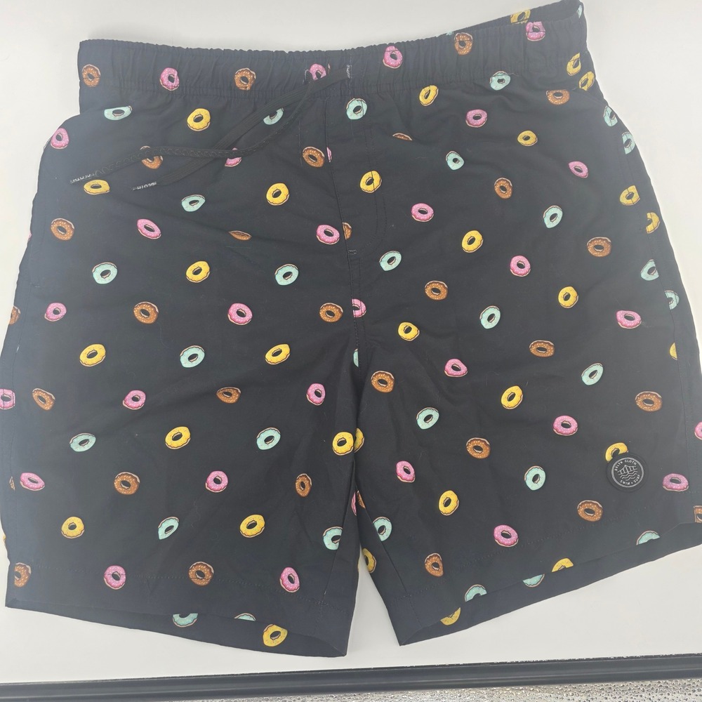 Brooklyn Cloth Mens Kent Ave Volley Swim Trunk Black Donut Print Large